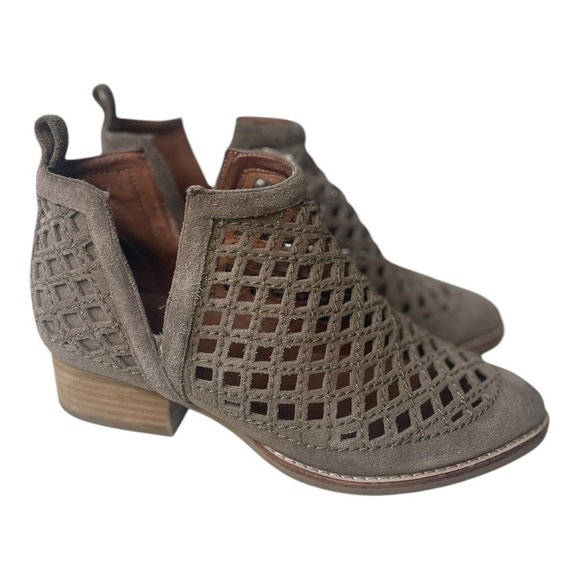 Jeffrey Campbell Women’s Taggart Tan Suede Open Weave Pull On  Ankle Boots - Picture 1 of 8